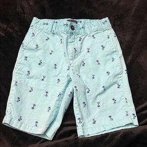 Place Aqua Shorts with Navy Palm Print